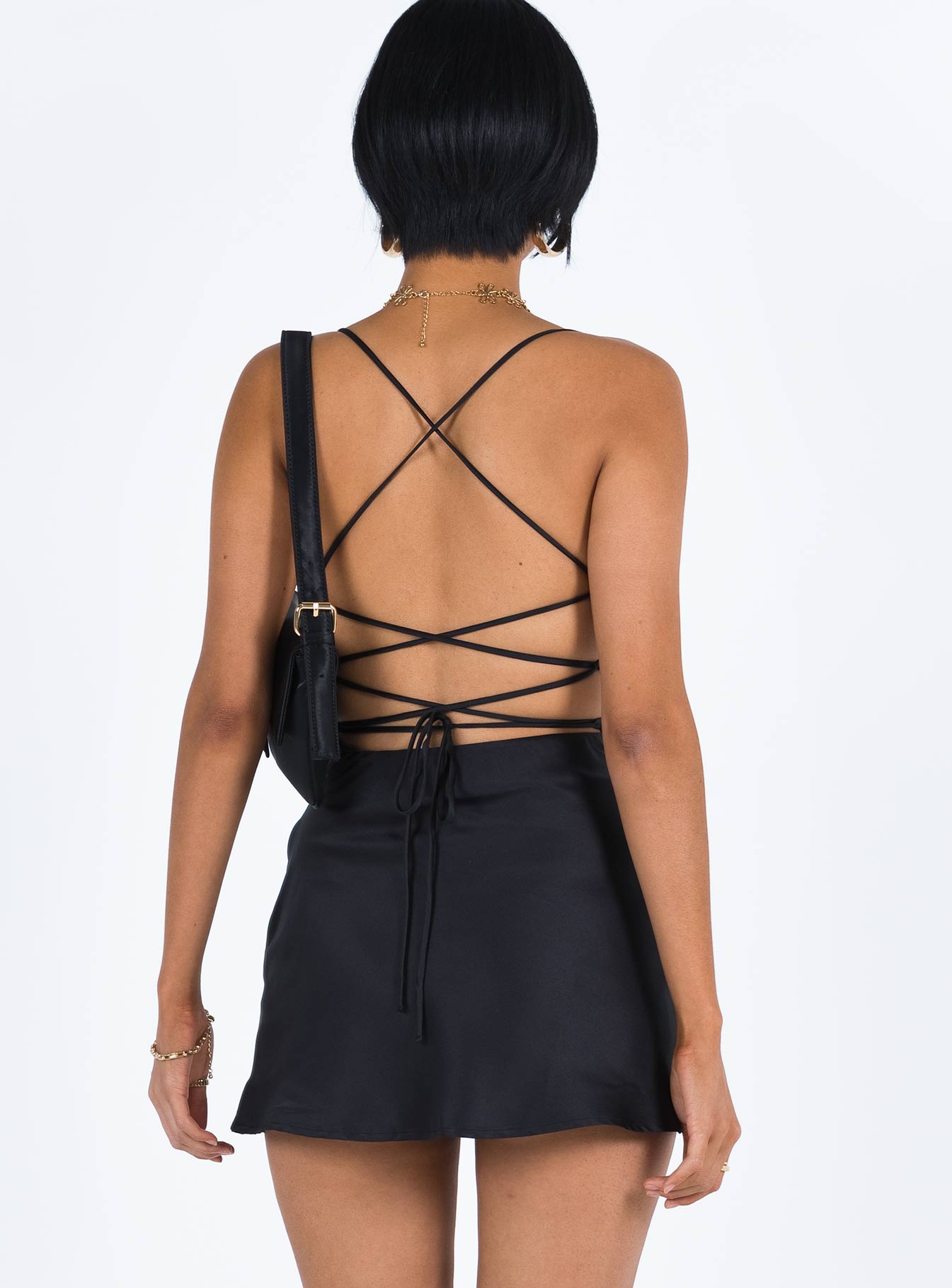 celena mini dress black Celena Mini Dress Burn Out | Black | Womens