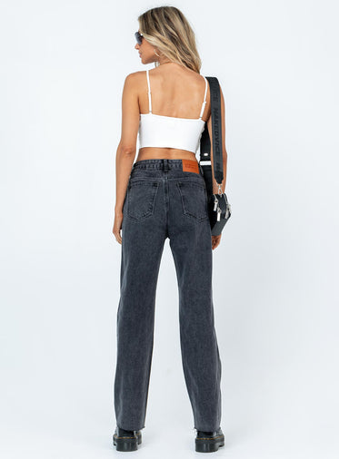 Arlington High Rise Straight Leg Denim Jeans Black