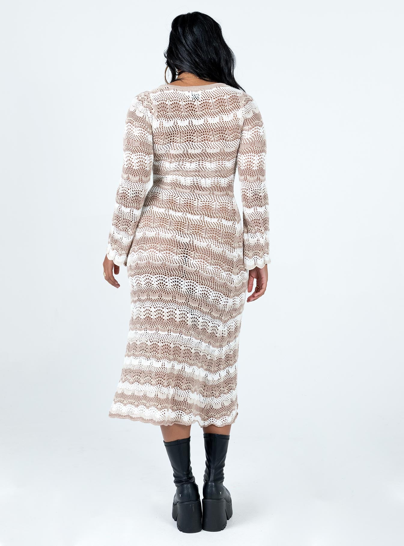 ファッションデザイナー andmary Noah ribbon knit dress beige