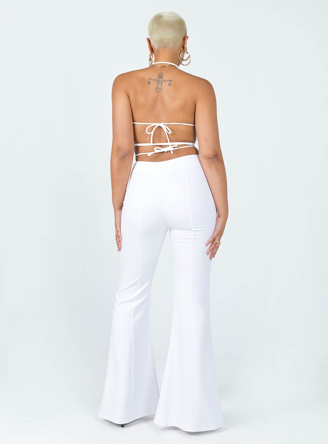 back view of model wearing Princess Polly Dayton Pants White 