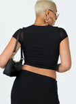 Crop top Slim fitting  Princess Polly Exclusive 95% polyester 5% elastane  Mesh material  Rounded neckline  Sheer cap sleeves 