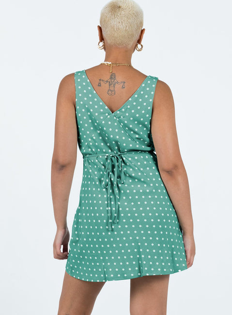 Nellie Mini Dress Green Polka Dot | Princess Polly Nellie Mini Dress Green Polka Dot | Princess Polly