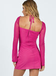 product Princess Polly Square Neck  Dyer Sheer Sleeve Mini Dress Hot Pink