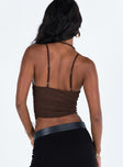 product Princess Polly Sleeveless Square Neck  Hanslow Mesh Corset Cami Chocolate