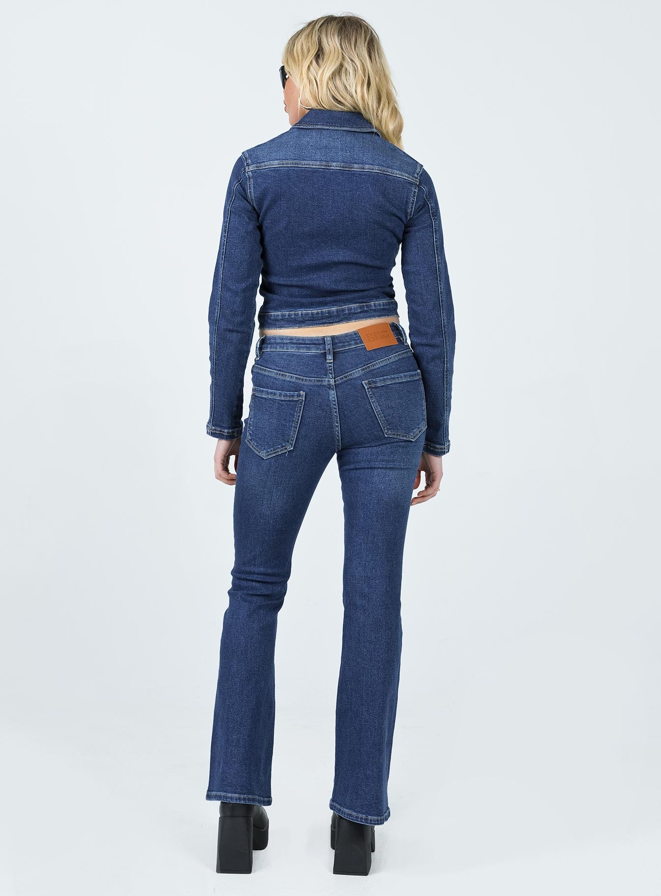 product Princess Polly High Waisted  Samner Low Rise Bootcut Jeans Dark Blue