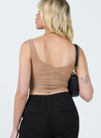 Cropped top Sheer mesh material Ruched design Scooped neckline