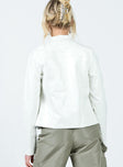 Jacket Faux leather material High neck Zip & press button fastening at front Twin hip pockets Non-stretch
