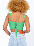 back view of model wearing Princess Polly Elowen Top Green 