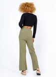 back view of model wearing Princess Polly Reah Knit Pants Green 