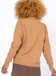 back view of model wearing Princess Polly Larissa Sweater Brown 