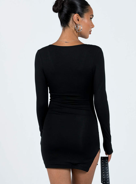 black long sleeve dress princess polly Kloey Long Sleeve Knit Maxi Dress L | XL | Black | Womens