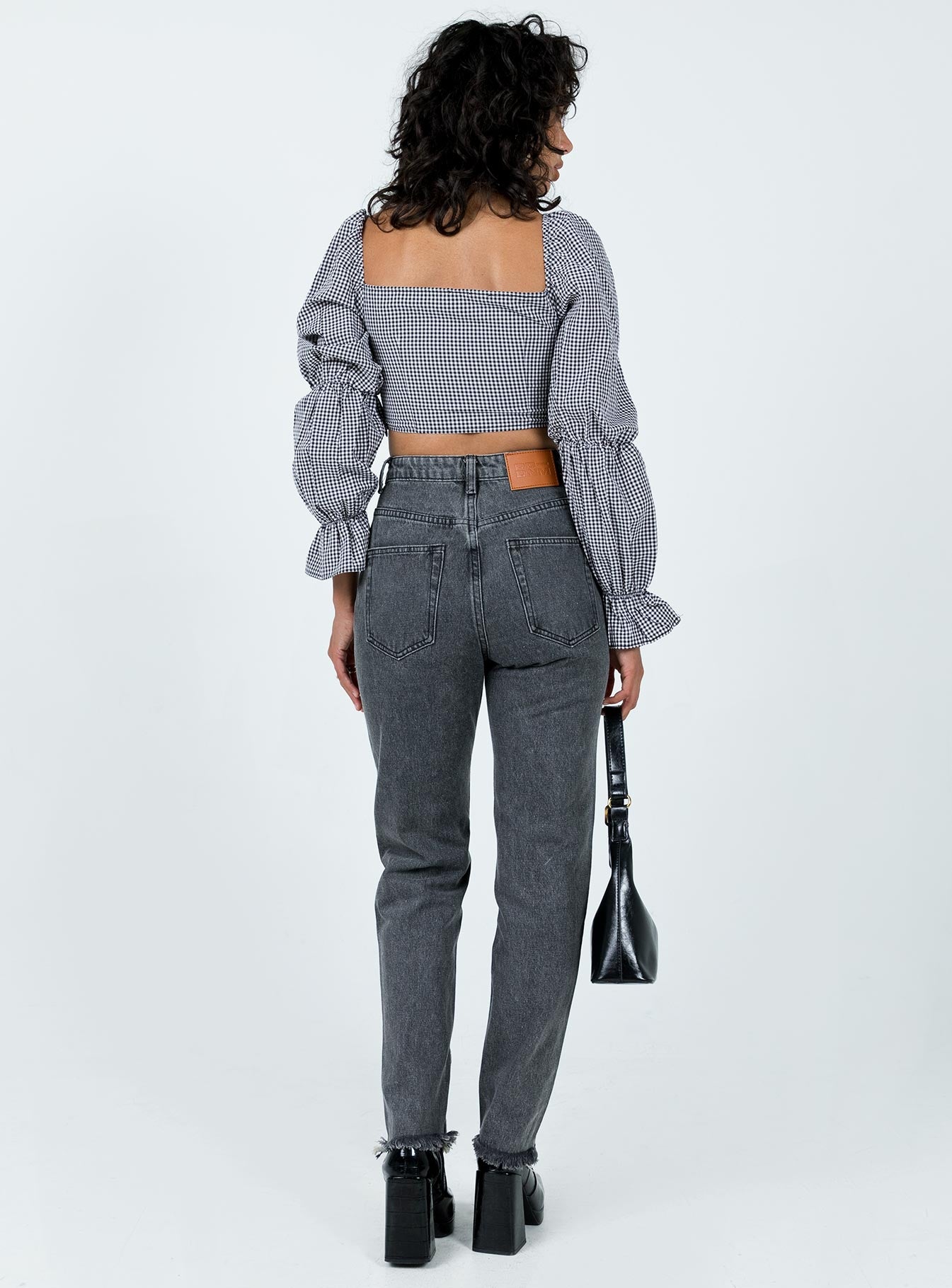 product Princess Polly High Waisted  Connecticut Straight Leg Jeans Washed Black