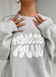 Princess Polly Crew Neck Sweatshirt Bubble Text Grey / Cloud White Princess Polly  Cropped 