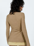 Long sleeve top Textured material  V neckline  Hook front fastening  Longline design  Good stretch 