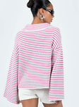 Willbar Oversized Sweater Pink / White Princess Polly  long 