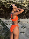 Bikini bottoms Princess Polly Exclusive 85% polyester 15% elastane Shirred material High cut leg Cheeky cut bottom Fully lined