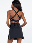 back view of model wearing Princess Polly Kaela Mini Dress Black 