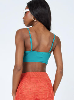 back view of model wearing Princess Polly Eadie Top Green 