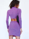 back view of model wearing Princess Polly Coco Mini Dress Purple 