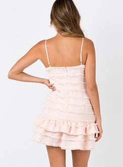 back view of model wearing Princess Polly Molina Mini Dress Blush 