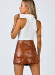 The Wren Mini Skirt Brown Croc Princess Polly  