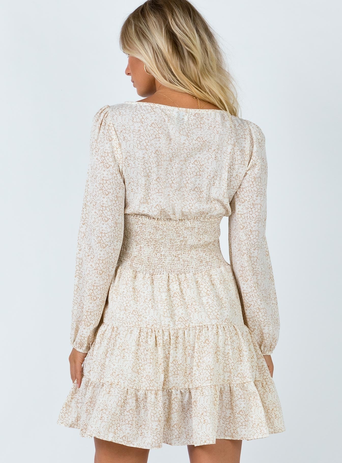 back view of model wearing Princess Polly Devante Mini Dress 