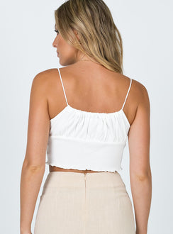 back view of model wearing Princess Polly Pamelia Top White 