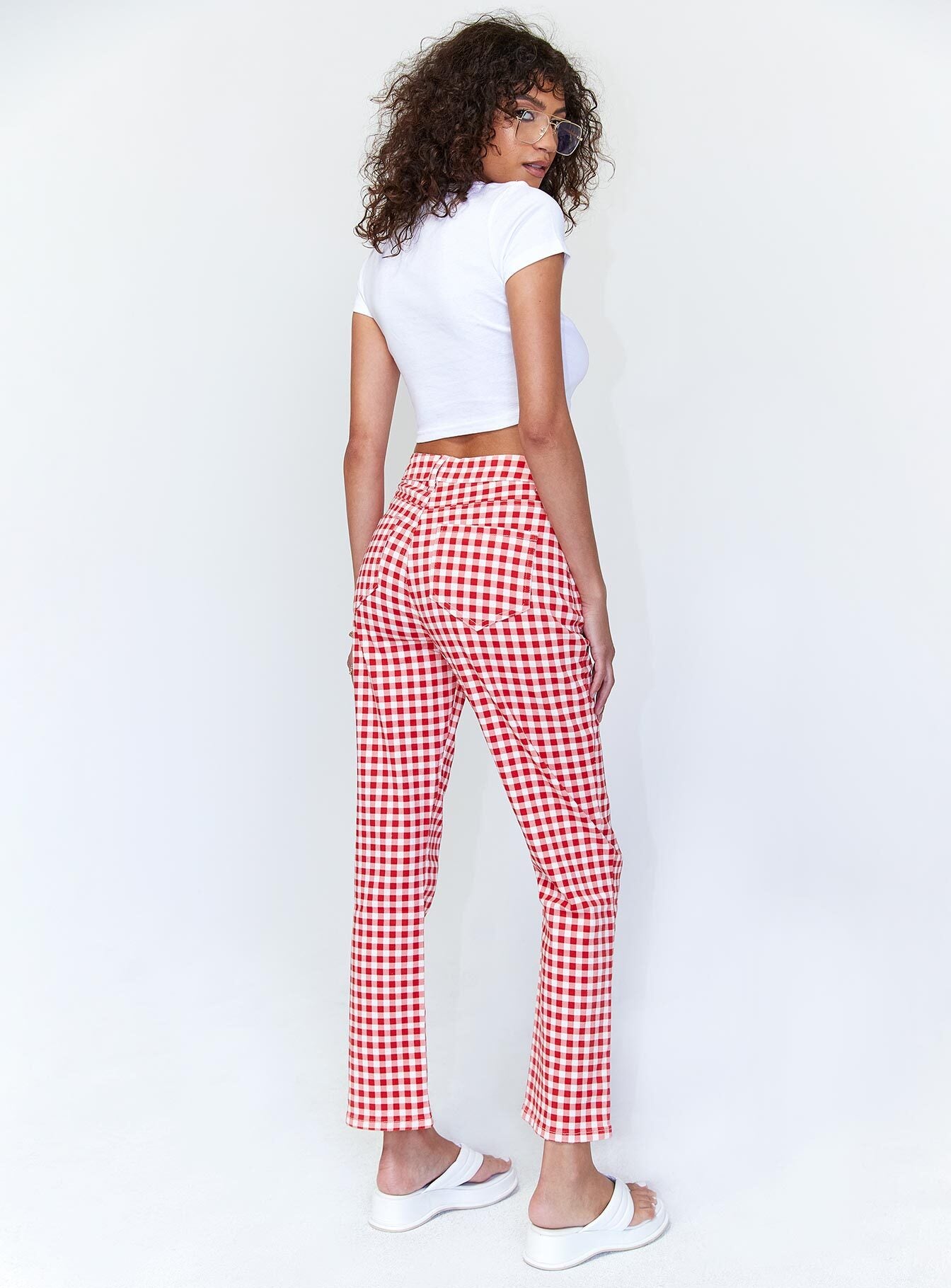 Hattie Ruby Red Gingham Wide-Leg Lounge Pants | Pinup Couture Relaxed –  pinupgirlclothing.com