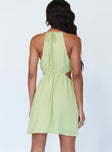 back view of model wearing Princess Polly Noa Mini Dress Green 