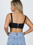 back view of model wearing Princess Polly Hanna Top Black 