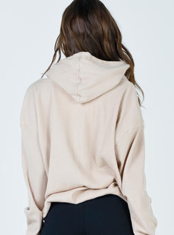 Audrey Oversized Zip Up Sweatshirt Beige Princess Polly  long 