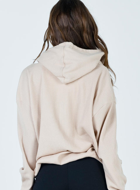 Audrey Oversized Zip Up Sweatshirt Beige Princess Polly  long 