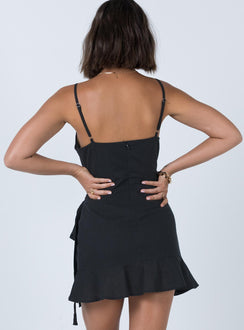 back view of model wearing Princess Polly Love Lane Mini Dress Black 