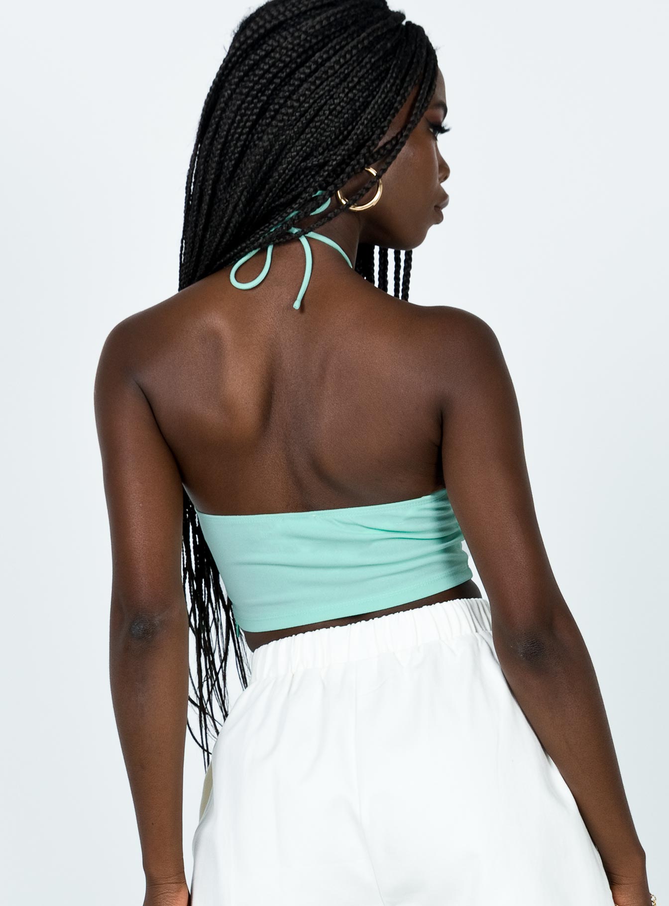 back view of model wearing Princess Polly Andre Top Green 