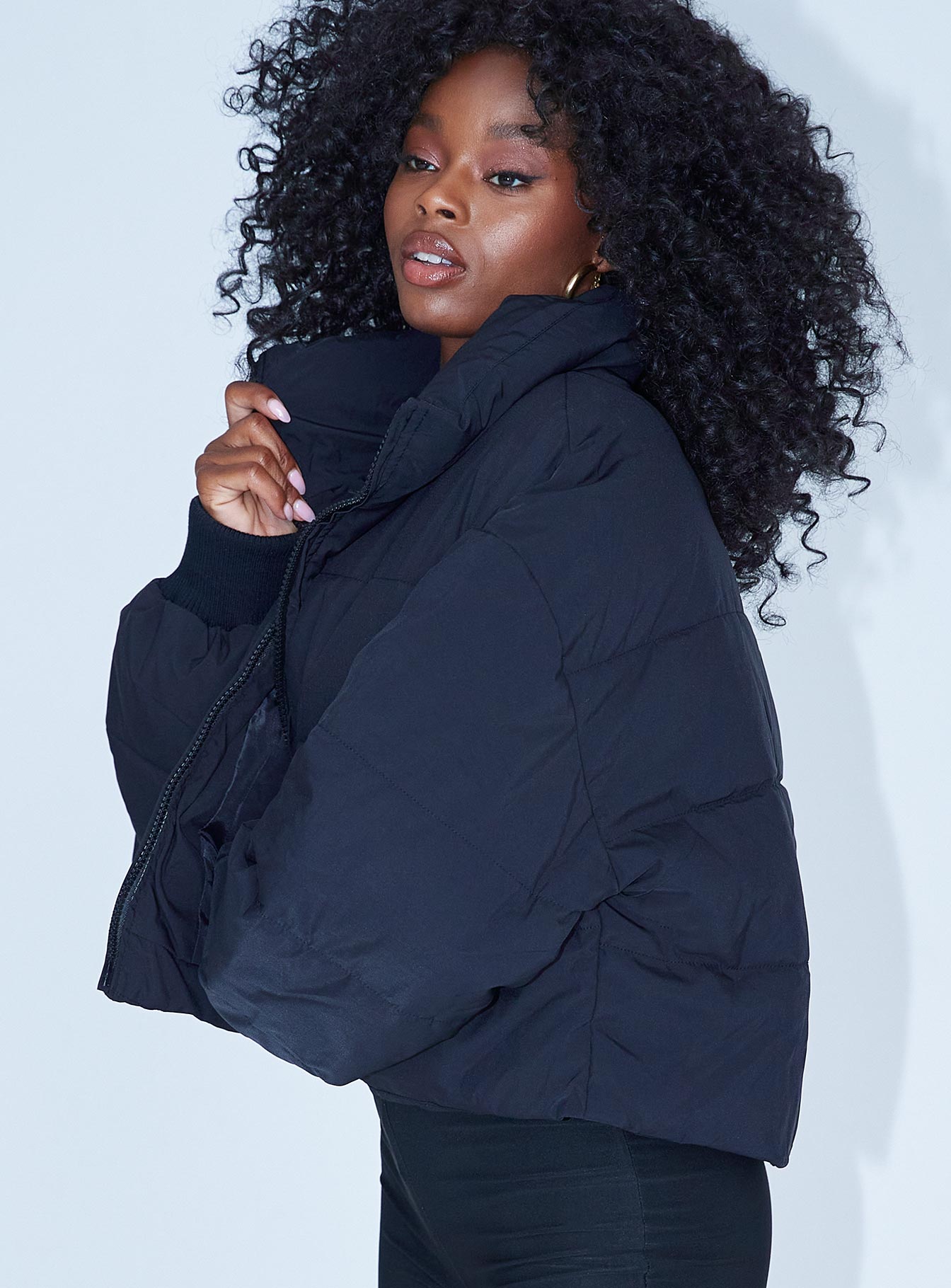 Georgia Cropped Puffer Jacket Black