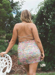 back view of model wearing Princess Polly Hopeless Romantic Mesh Ruched Mini Dress Multi 