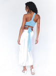 back view of model wearing Princess Polly Tyra Satin Midi Skirt White 