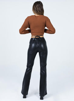 back view of model wearing Princess Polly Motel Zerbe Trouser Black 
