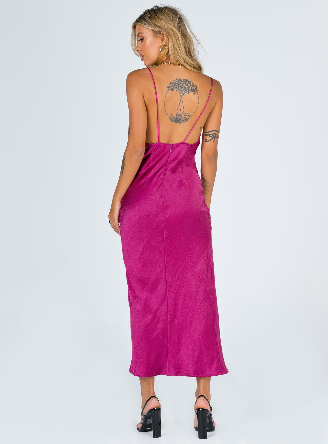 product Princess Polly Cowl Neck  Walk The Line Midi Dress Magenta