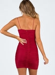 product Princess Polly Asymmetric Neckline  Tara Mini Dress Red Lower Impact