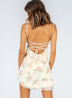 back view of model wearing Princess Polly Watson Mini Dress Yellow 