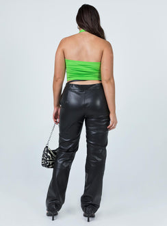 back view of model wearing Princess Polly Criss Cross Vegan Pant Black 