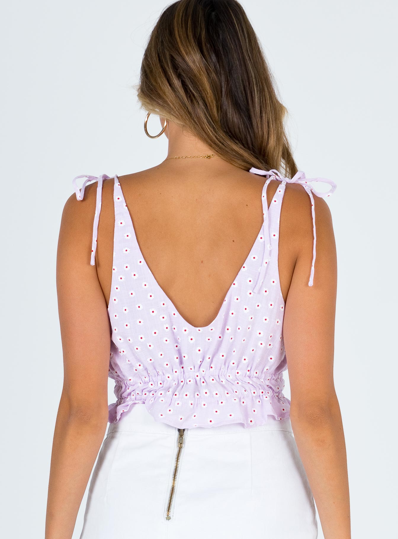 back view of model wearing Princess Polly Dear Delilah Top Lilac 