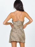 back view of model wearing Princess Polly Jessa Mini Dress Leopard 