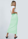 back view of model wearing Princess Polly True Intentions Maxi Skirt Sage 