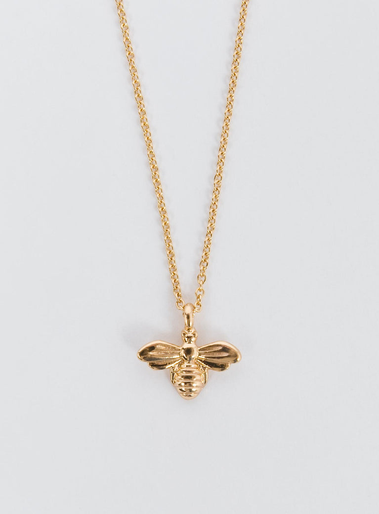 Honey Bee Pendant Necklace Gold
