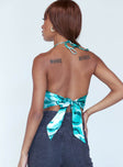 back view of model wearing Princess Polly Shae Top Green Swirl 