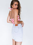 back view of model wearing Princess Polly Sophia Mini Skirt Denim 