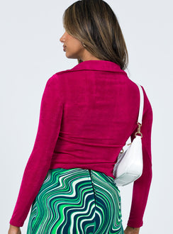 back view of model wearing Princess Polly Elody Long Sleeve Top Pink 