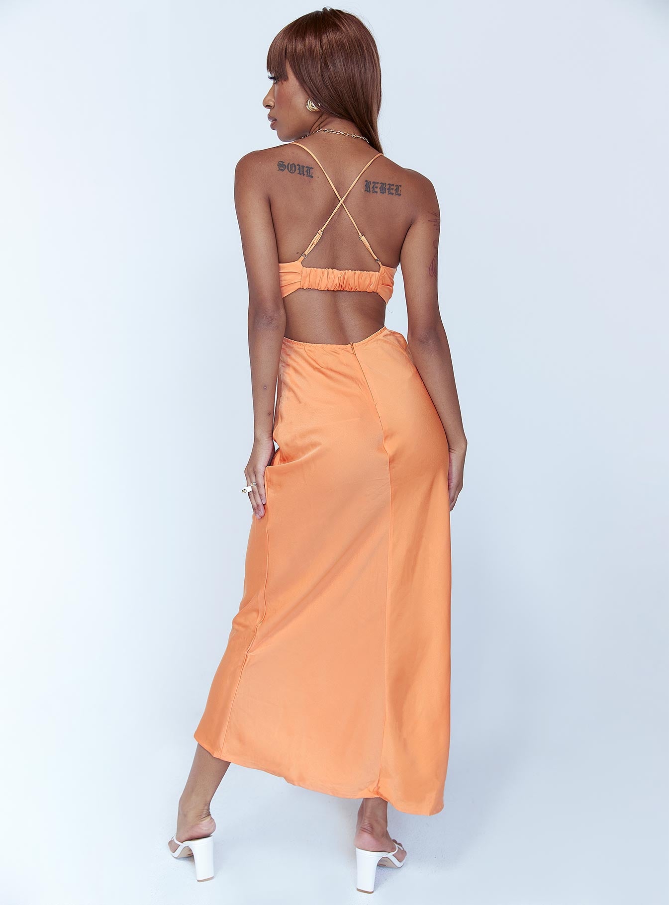 product Princess Polly Asymmetric Neckline  Giselle Midi Dress Orange